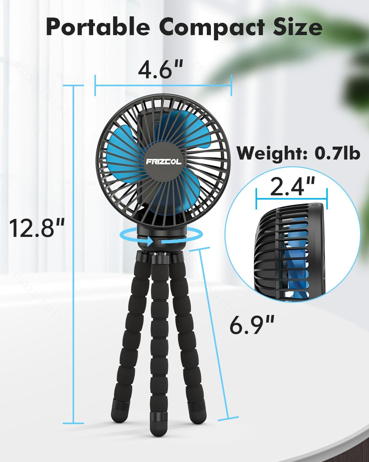 FRIZCOL Stroller Fan for Baby - Portable Fan Rechargeable - Battery Operated Fan
